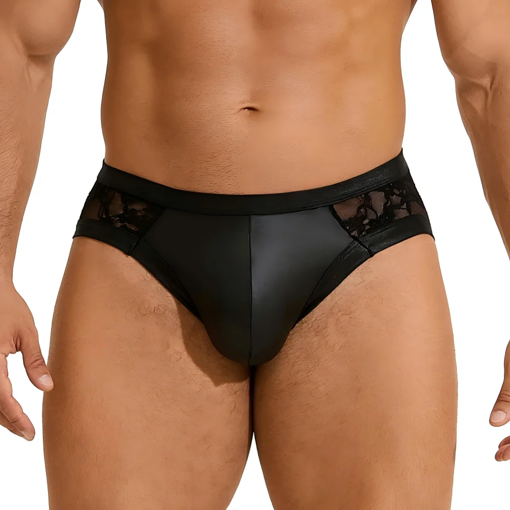 Black PU Leather Lace Men Underwear Sexy Triangle Briefs U-Shaped Pouch Elastic Stretchy Plus Size
Black PU Leather Lace Men Underwear Sexy Triangle Briefs U-Shaped Pouch Elastic Stretchy Plus Size