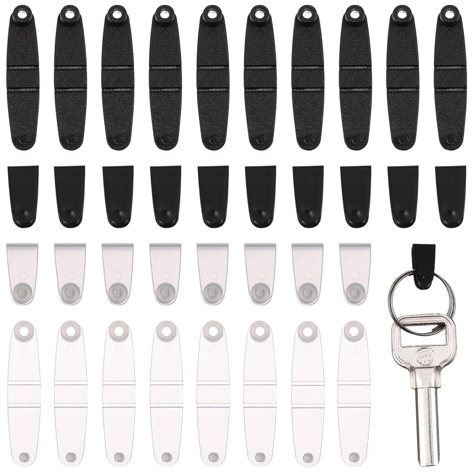 100 Pcs Keychain Clips 50 Transparent 50 Black Durable Plastic Foldable for Keys ID Phones Backpacks Store Jewelry
100 Pcs Keychain Clips 50 Transparent 50 Black Durable Plastic Foldable for Keys ID Phones Backpacks Store Jewelry