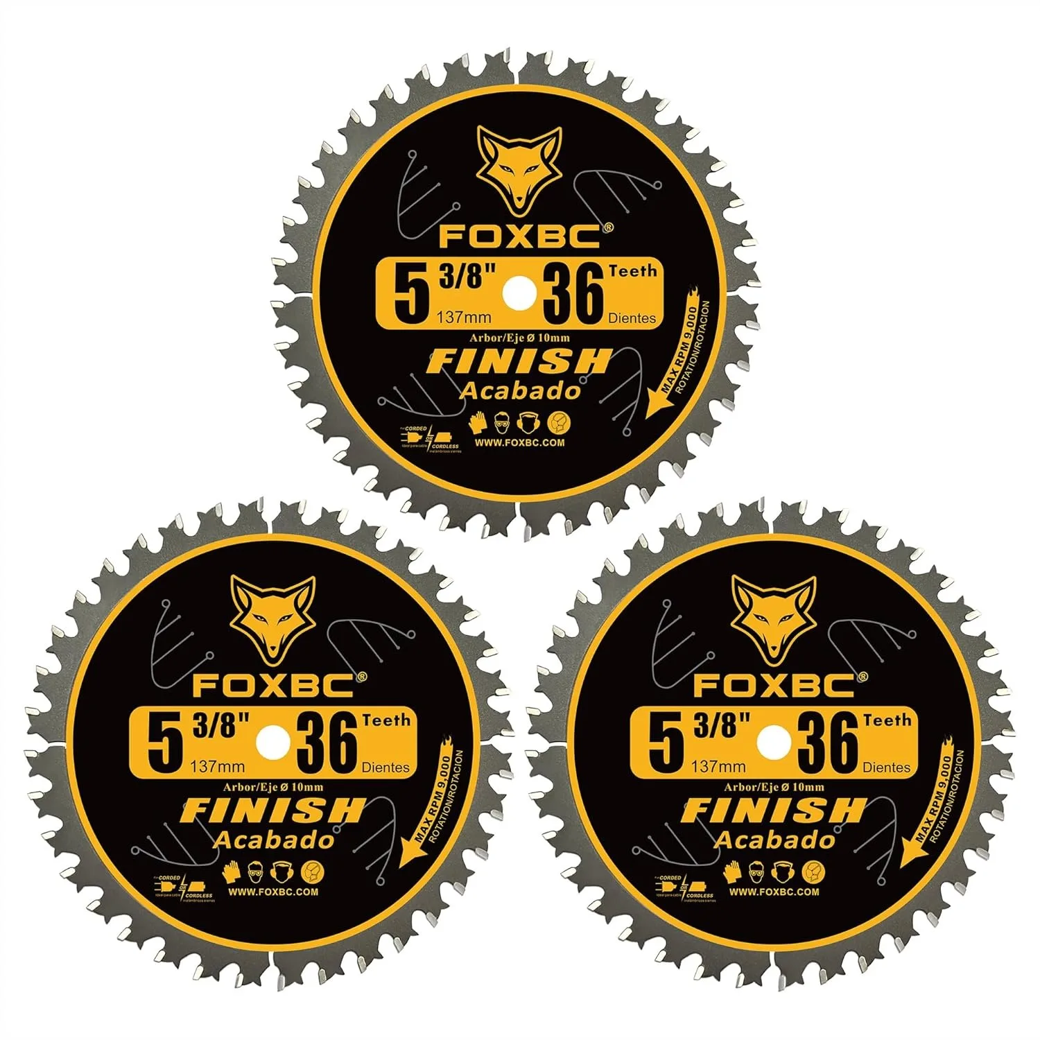 5-3/8 Inch Carbide Circular Saw Blade 36 Tooth Trim Finish Wood, 10mm Arbor, 3 Pack for Clean Cuts
5-3/8 Inch Carbide Circular Saw Blade 36 Tooth Trim Finish Wood, 10mm Arbor, 3 Pack for Clean Cuts