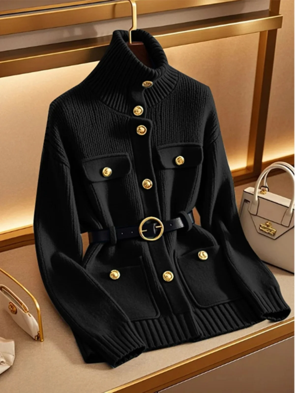 Unique Stylish High Collar Black Sweater Women's Fashionable Trendy Unique Design Autumn Winter New Arrival Commute Style
Unique Stylish High Collar Black Sweater Women's Fashionable Trendy Unique Design Autumn Winter New Arrival Commute Style