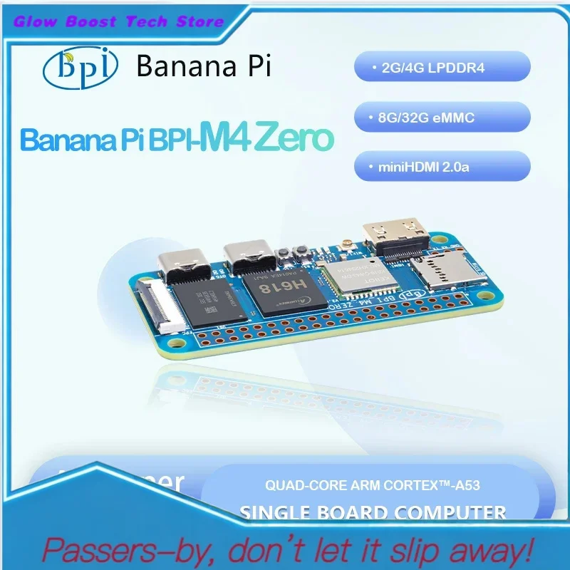 Glow Banana Pi BPI-M4 ZERO Allwinner H618 Четырехъядерный процессор A-RM ™ -Процессор A53 2,4G/5G WIFI 4G LPDDR4 32G EMMC с одним кабаном
Glow Banana Pi BPI-M4 ZERO Allwinner H618 Четырехъядерный процессор A-RM ™ -Процессор A53 2,4G/5G WIFI 4G LPDDR4 32G EMMC с одним кабаном