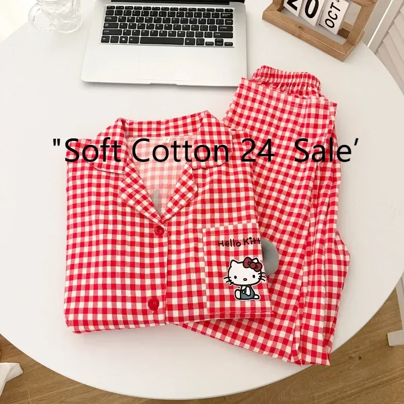 New Hello Kitty pajamas red autumn cotton two-piece set cute cartoon casual women's loungewear Hello Kitty pajamas set
New Hello Kitty pajamas red autumn cotton two-piece set cute cartoon casual women's loungewear Hello Kitty pajamas set
