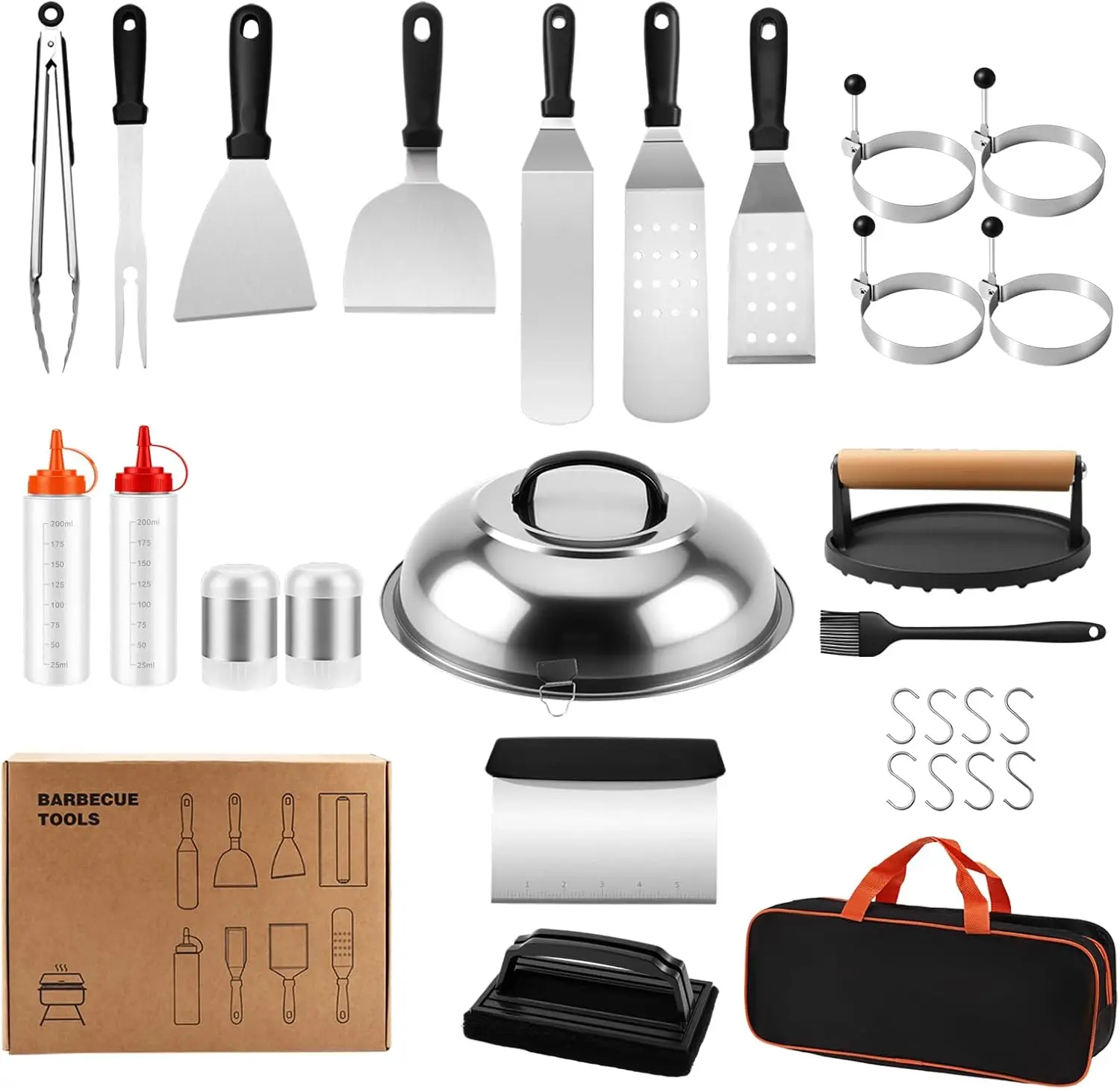 29PCS Griddle Accessories for , Premium Griddle Tool Set with Spatulas, Tongs, Smash Burger Press, Seasoning Bottle
29PCS Griddle Accessories for , Premium Griddle Tool Set with Spatulas, Tongs, Smash Burger Press, Seasoning Bottle
