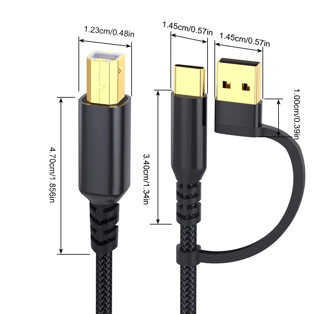 Gold-plated USB printer data cable - USB to Type-C dual-purpose B male connector printer-specific cable
Gold-plated USB printer data cable - USB to Type-C dual-purpose B male connector printer-specific cable