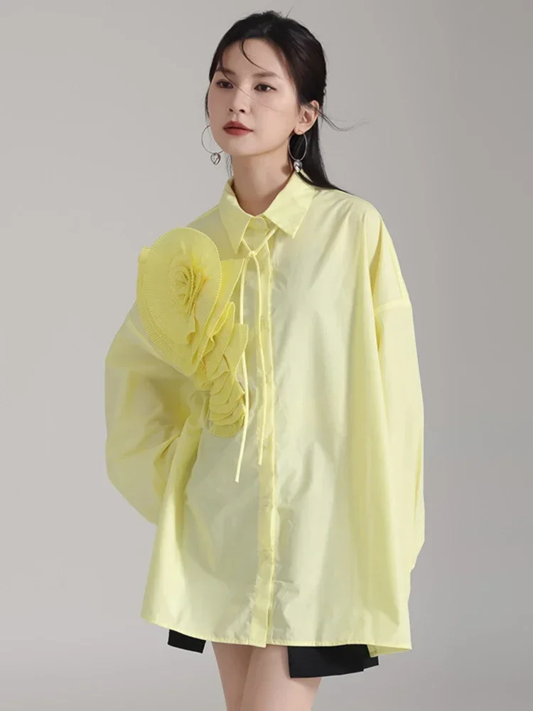 Women Blue Pleated Flower Big Size Blouse New Lapel Long Sleeve Loose Fit Shirt Fashion Tide Spring Autumn 2024 1DH0316
Women Blue Pleated Flower Big Size Blouse New Lapel Long Sleeve Loose Fit Shirt Fashion Tide Spring Autumn 2024 1DH0316