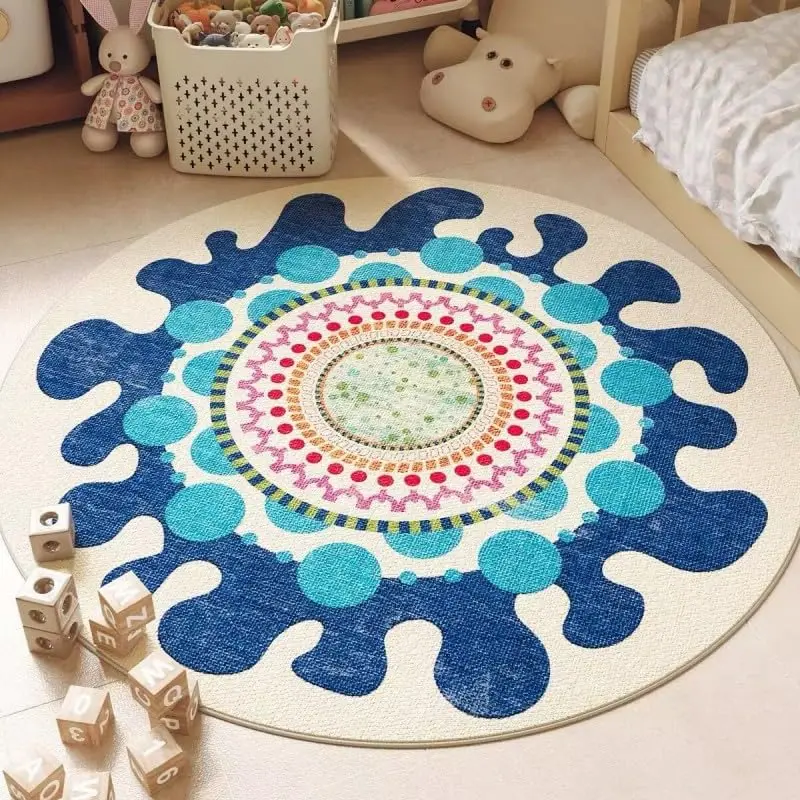 Colorful Mandala Flower Round Rug Blue Pink Green for Kids Playroom or Nursery
Colorful Mandala Flower Round Rug Blue Pink Green for Kids Playroom or Nursery
