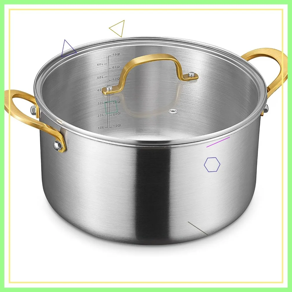 10 Quart 3-Ply Stainless Steel Stockpot with Lid, Even Heat Distribution for All Cooktops, Perfect for Stews and Soups
10 Quart 3-Ply Stainless Steel Stockpot with Lid, Even Heat Distribution for All Cooktops, Perfect for Stews and Soups