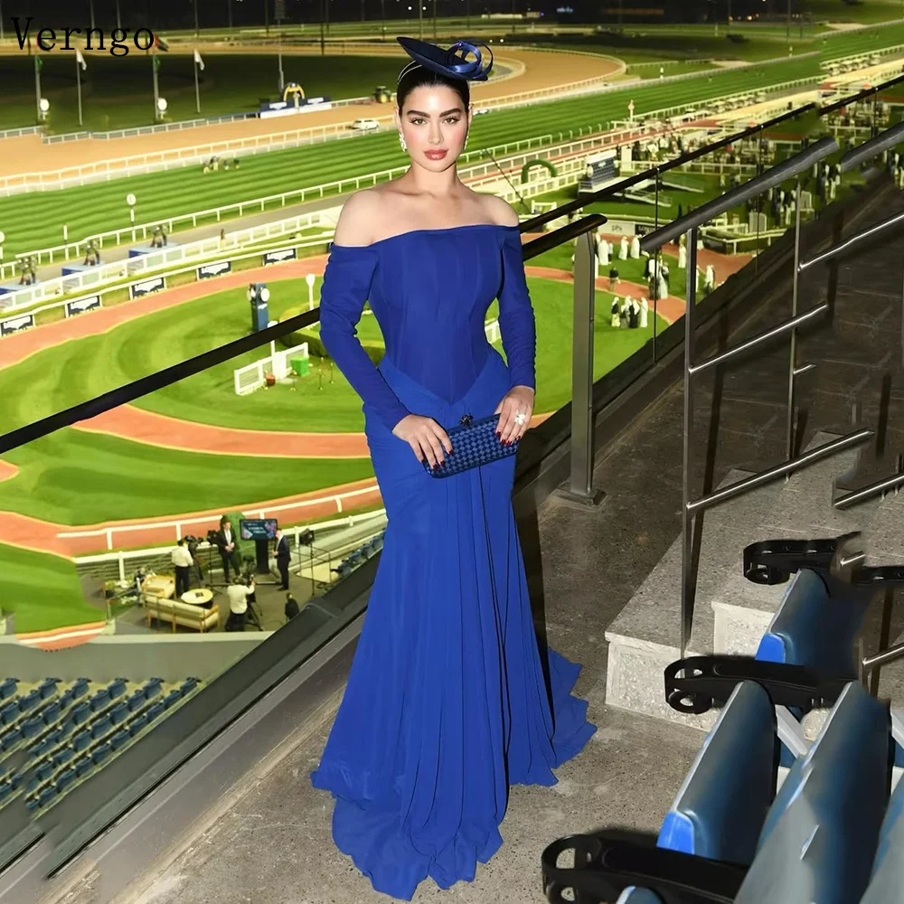 Verngo Royal Blue Chiffon Evening Dresses Off The Shoulder Full Sleeves Prom Gowns Women Formal Occasion Dresses Customized
Verngo Royal Blue Chiffon Evening Dresses Off The Shoulder Full Sleeves Prom Gowns Women Formal Occasion Dresses Customized