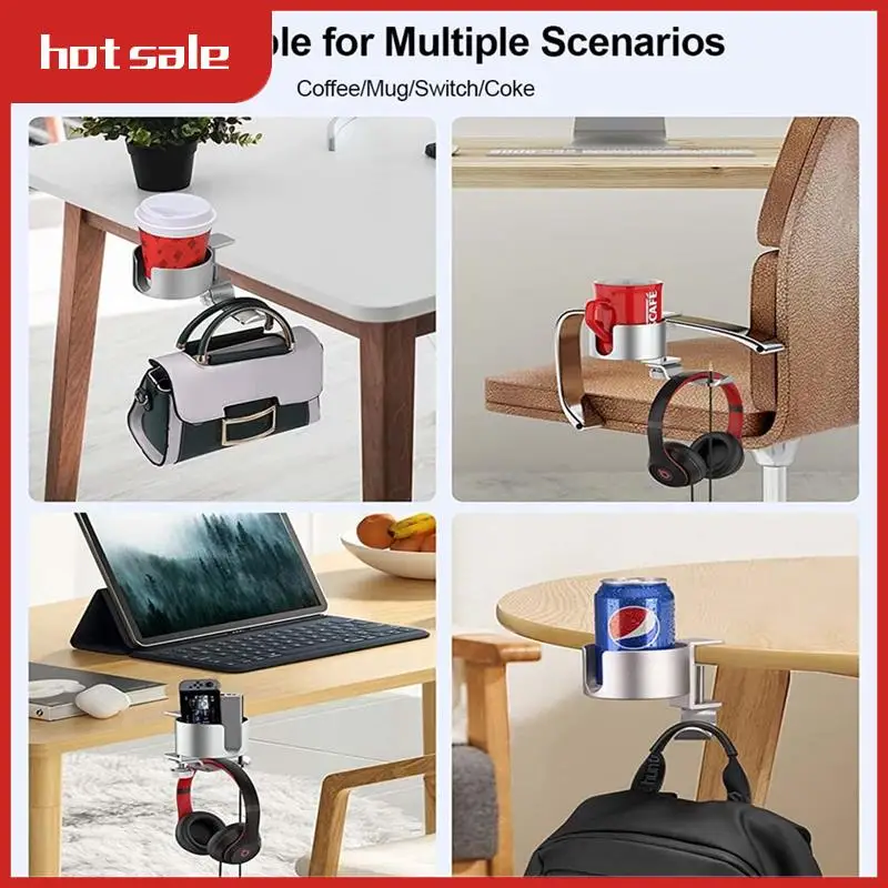 Desk Cup Holder Anti-Spill Cup Holder With Headphone Hanger For Desk Or Table Silver
Desk Cup Holder Anti-Spill Cup Holder With Headphone Hanger For Desk Or Table Silver