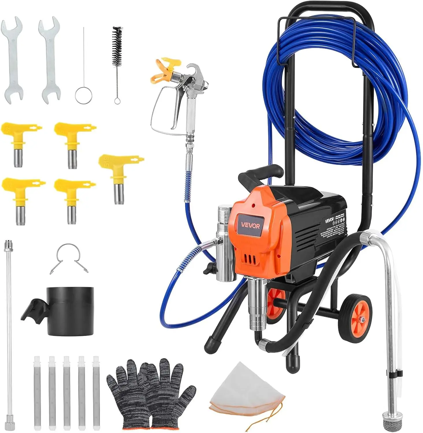 Stand Airless Paint Sprayer, 1500W, 3300PSI High Pressure Airless Sprayer with Cart, Cleaning Brush, Hose, Extension Rod, Nozzle
Stand Airless Paint Sprayer, 1500W, 3300PSI High Pressure Airless Sprayer with Cart, Cleaning Brush, Hose, Extension Rod, Nozzle