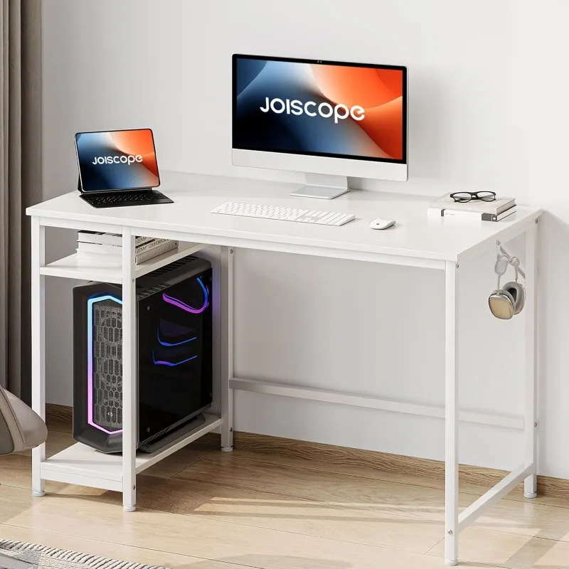 JOISCOPE Home Office Desk with Dual Reversible Side Shelves and Headphone Hook, Small Computer Desk for Work, Game, Study
JOISCOPE Home Office Desk with Dual Reversible Side Shelves and Headphone Hook, Small Computer Desk for Work, Game, Study