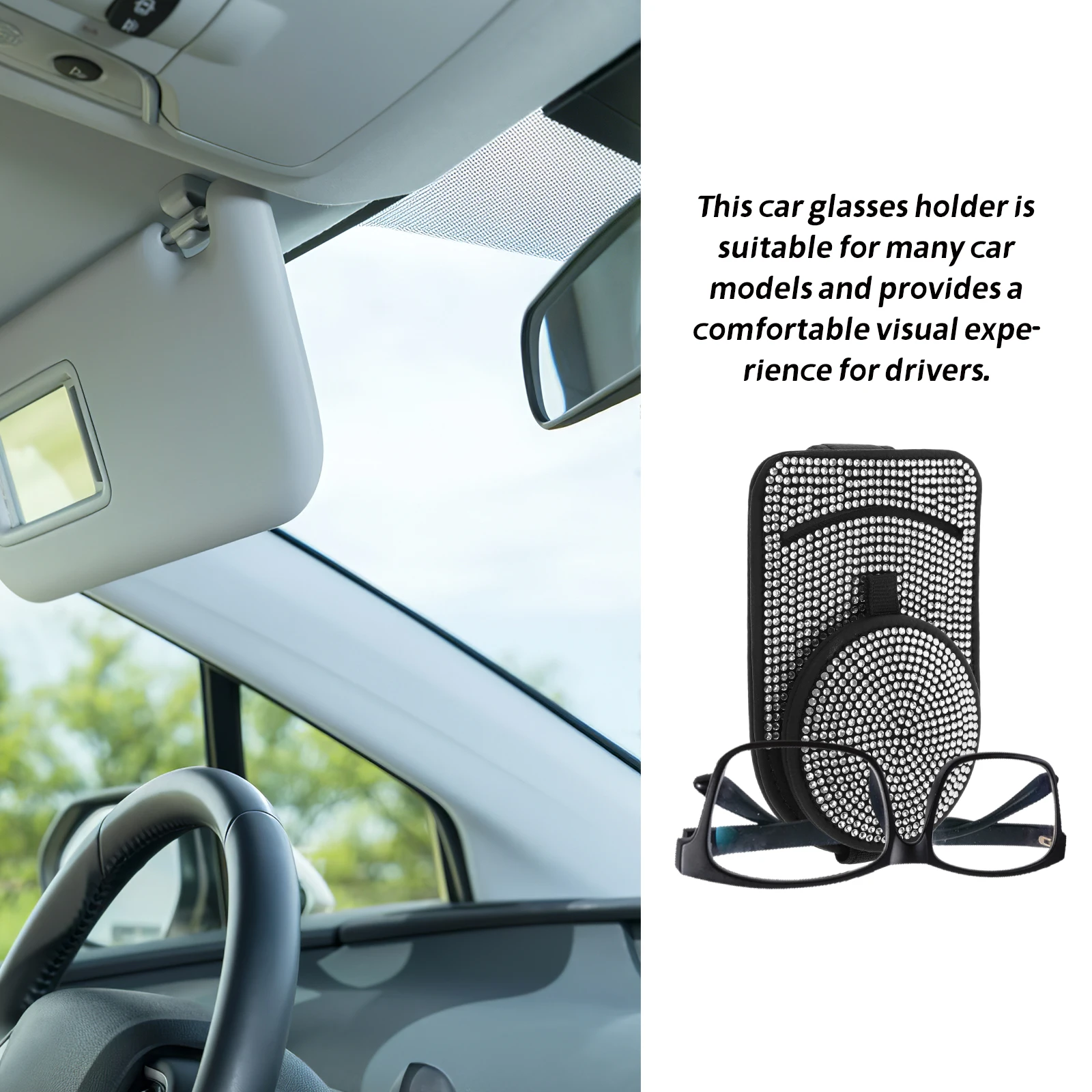 Bling Sunglasses Holder for Car PU Rhinestone Visor Organizer Glasses Clip Accessories Black Compact Eyeglass Frame Man
Bling Sunglasses Holder for Car PU Rhinestone Visor Organizer Glasses Clip Accessories Black Compact Eyeglass Frame Man
