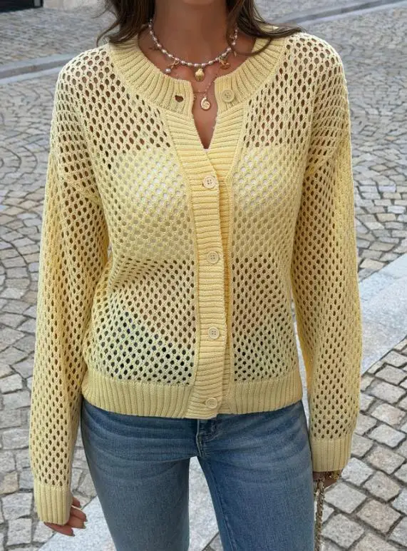 Fashionable 2026 Spring Womens Sweet and Spicy Relaxed Loose Hollow Cardigan Sweater Casual Comfortable Elegant Cardigan Sweater
Fashionable 2026 Spring Womens Sweet and Spicy Relaxed Loose Hollow Cardigan Sweater Casual Comfortable Elegant Cardigan Sweater