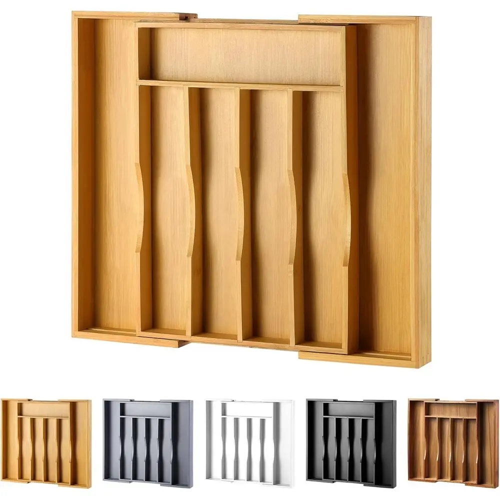 Adjustable Bamboo Cutlery Organizer for Kitchen Utensils and Silverware in Natural Finish
Adjustable Bamboo Cutlery Organizer for Kitchen Utensils and Silverware in Natural Finish