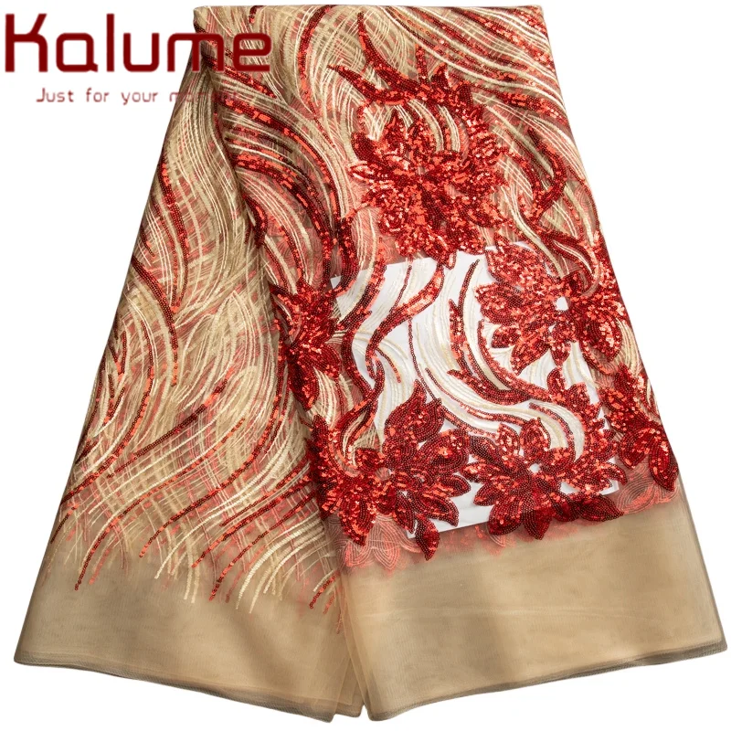 Kalume Lace Red French Sequined Tulle Lace Fabric High Quality 5 Yards Luxury African Lace Fabric Wedding Dress for Women Sewing
Kalume Lace Red French Sequined Tulle Lace Fabric High Quality 5 Yards Luxury African Lace Fabric Wedding Dress for Women Sewing