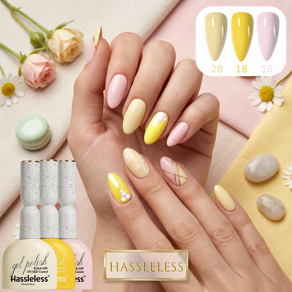 3 Colors Macaron Blush Pale Yellow Nude Gel Polish Kit, Hassleless Soakable LED Gel for Cute Flower Dot Line Nail Design,
3 Colors Macaron Blush Pale Yellow Nude Gel Polish Kit, Hassleless Soakable LED Gel for Cute Flower Dot Line Nail Design,