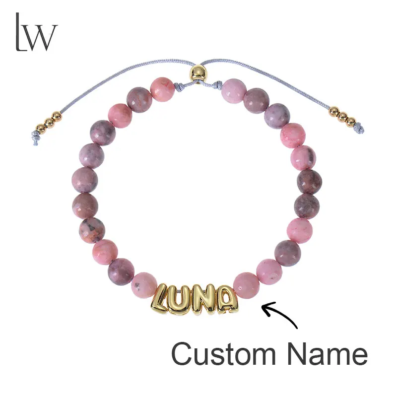 Personalized 3D Bubble Letter Bracelet Custom Name Natural Stone Bracelet DIY Name Jewelry Mother's Day Gift for Her Mom Girl
Personalized 3D Bubble Letter Bracelet Custom Name Natural Stone Bracelet DIY Name Jewelry Mother's Day Gift for Her Mom Girl