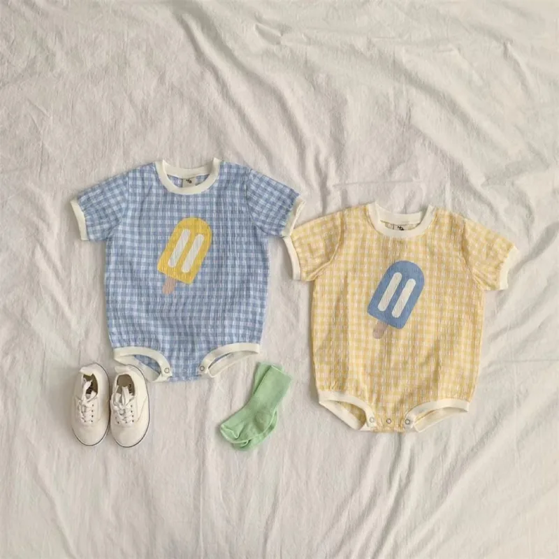 ZOETOPKID Newborn Baby Girls Boys Short Sleeve Plaid Ice Cream Print Jumpsuit Toddler Cotton Thin Clothing Infant Kids Bodysuits
ZOETOPKID Newborn Baby Girls Boys Short Sleeve Plaid Ice Cream Print Jumpsuit Toddler Cotton Thin Clothing Infant Kids Bodysuits