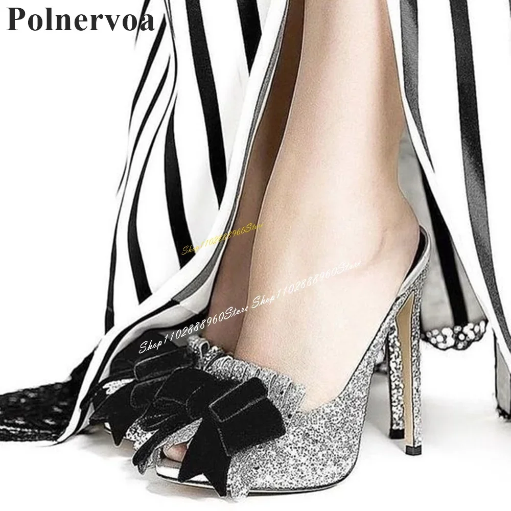Elegant Silver Glitter Butterfly Knot Decor Slippers Thin High Heel Shoes For Women Peep Toe 2024 Fashion Zapatos Para Mujere
Elegant Silver Glitter Butterfly Knot Decor Slippers Thin High Heel Shoes For Women Peep Toe 2024 Fashion Zapatos Para Mujere