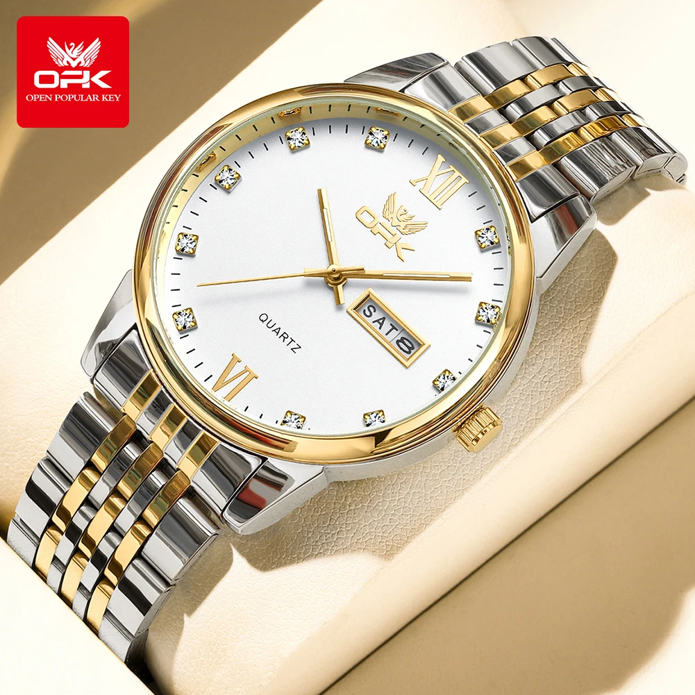 OPK 6033 Men Business Watch Casual Stainless Steel Strap Dual Calendar Large Dial Men's Quartz Watch Luminous Function Watch
OPK 6033 Men Business Watch Casual Stainless Steel Strap Dual Calendar Large Dial Men's Quartz Watch Luminous Function Watch