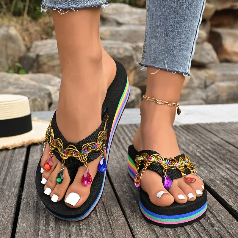 2026 Thick Soled Wedge Outdoor Women Sandals Summer New Luxury Rhinestone Clip Toe Female Shoes Comfort Outdoor Casual Sandals
2026 Thick Soled Wedge Outdoor Women Sandals Summer New Luxury Rhinestone Clip Toe Female Shoes Comfort Outdoor Casual Sandals