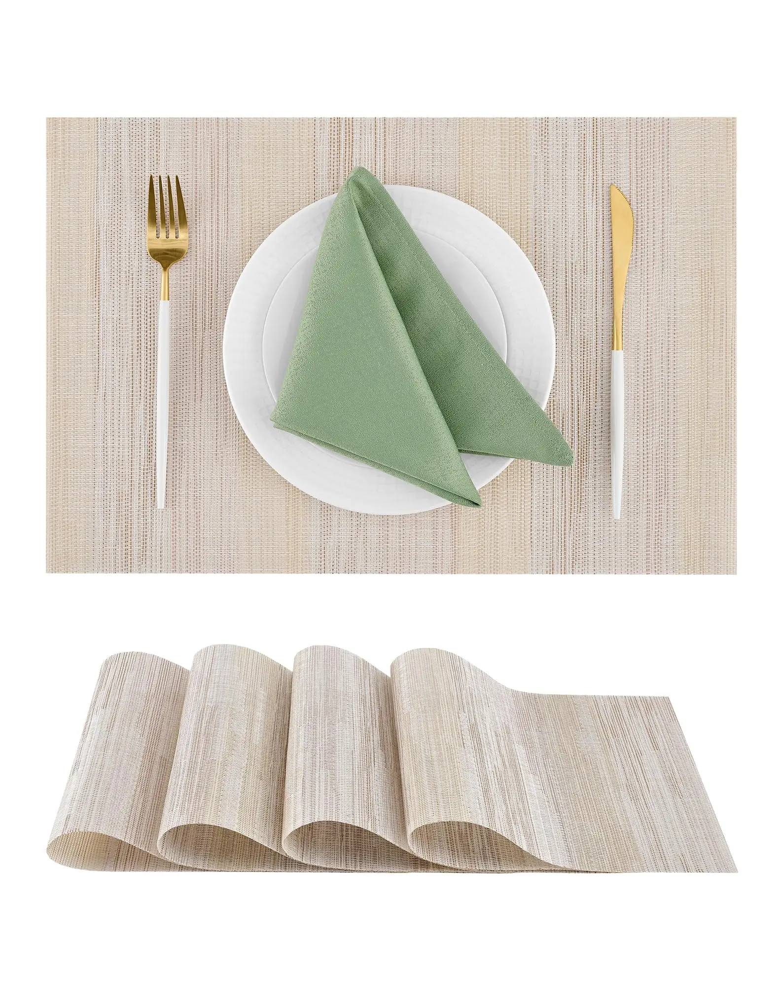 Heat Resistant Non-Slip Place mats for Dining Table, Washable Durable PVC Vinyl Woven Table Mats 12x18 Inch
Heat Resistant Non-Slip Place mats for Dining Table, Washable Durable PVC Vinyl Woven Table Mats 12x18 Inch