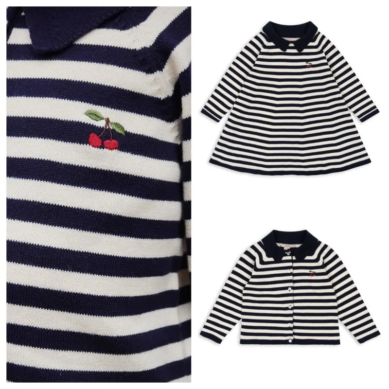 Autumn Girls Sets Striped Cherry Sweater Set Girl Dress Knitted Cardigan Kids Skirt Baby Winter Clothes Outerwear Vestidos
Autumn Girls Sets Striped Cherry Sweater Set Girl Dress Knitted Cardigan Kids Skirt Baby Winter Clothes Outerwear Vestidos