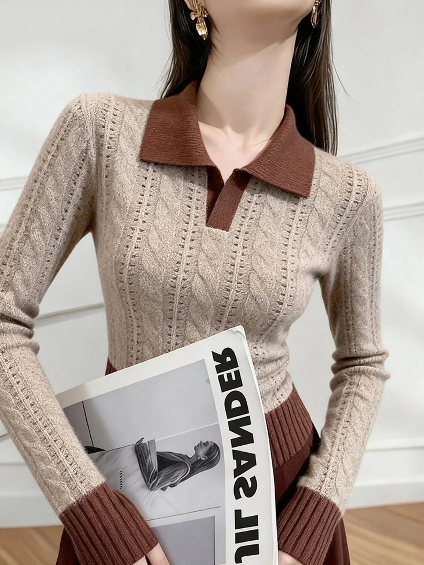 Удобный вязаный свитер с длинными рукавами, цветной, приталенный, базовый, осенний, новая корейская версия, женский топ
Удобный вязаный свитер с длинными рукавами, цветной, приталенный, базовый, осенний, новая корейская версия, женский топ