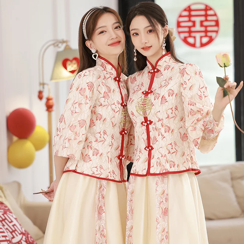 Chinese Bridesmaid Dress New Vintage Chinese Style Large Wedding Sister Dress Bridesmaid Group Dress Women's Costume
Chinese Bridesmaid Dress New Vintage Chinese Style Large Wedding Sister Dress Bridesmaid Group Dress Women's Costume