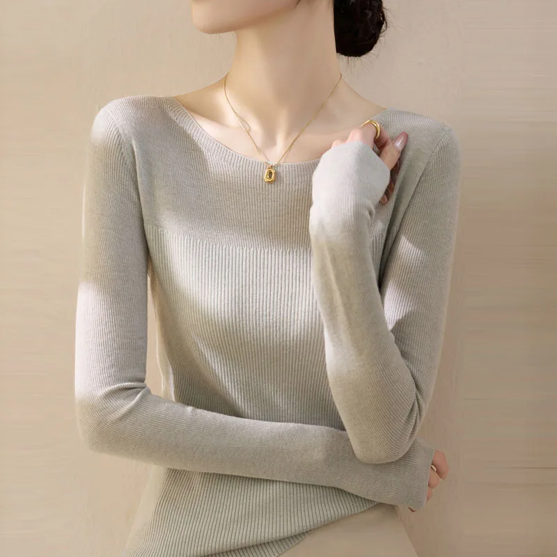 Sweaters Long Sleeve Knitted Sweater Women Pullovers Fashion Slash Neck White Knit Sweater Pullover Women Tops Knitwears Q995
Sweaters Long Sleeve Knitted Sweater Women Pullovers Fashion Slash Neck White Knit Sweater Pullover Women Tops Knitwears Q995
