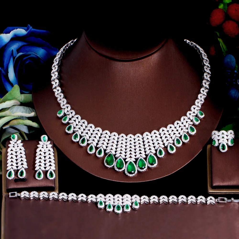 ThreeGraces 4pcs Elegant Green Cubic Zirconia Luxury Dubai Nigerian Bridal Wedding Banquet Costume Jewelry Set for Women TZ817
ThreeGraces 4pcs Elegant Green Cubic Zirconia Luxury Dubai Nigerian Bridal Wedding Banquet Costume Jewelry Set for Women TZ817