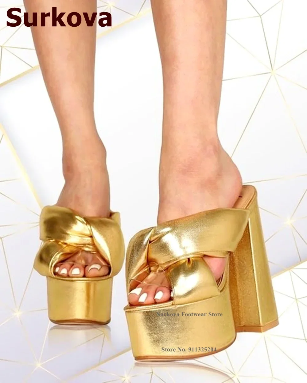 Surkova Gold Silver Pink Chunky Heel Sandals High Platform Slippers Big Bowtie Summer Shoes Open Toe Butterfly-knot Party Pumps
Surkova Gold Silver Pink Chunky Heel Sandals High Platform Slippers Big Bowtie Summer Shoes Open Toe Butterfly-knot Party Pumps