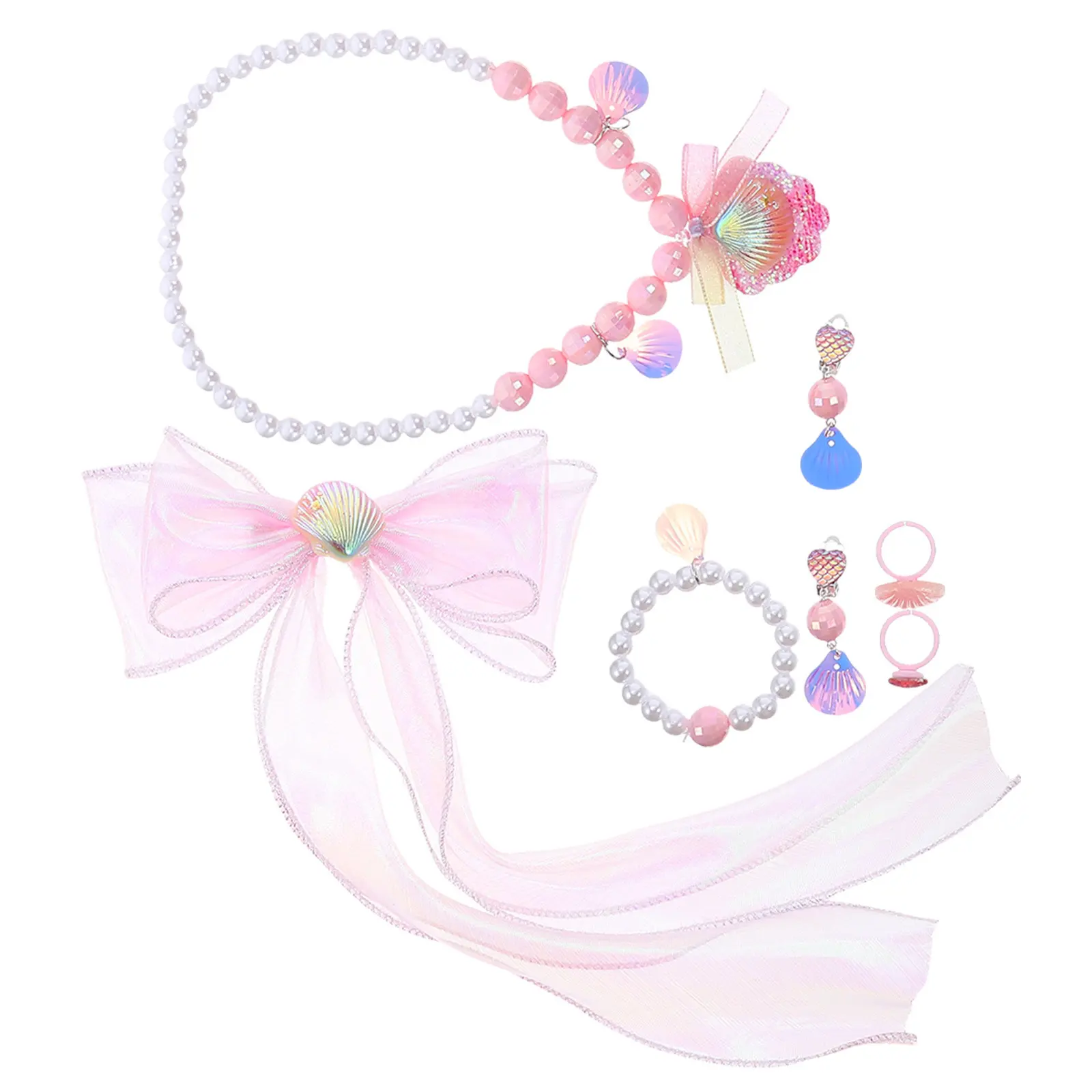1Set Kids Jewelry Mermaid Princess Shell Necklace Pearl Bracelet Bow Hair Clips Earrings Ring for Girls Party Dress Up
1Set Kids Jewelry Mermaid Princess Shell Necklace Pearl Bracelet Bow Hair Clips Earrings Ring for Girls Party Dress Up