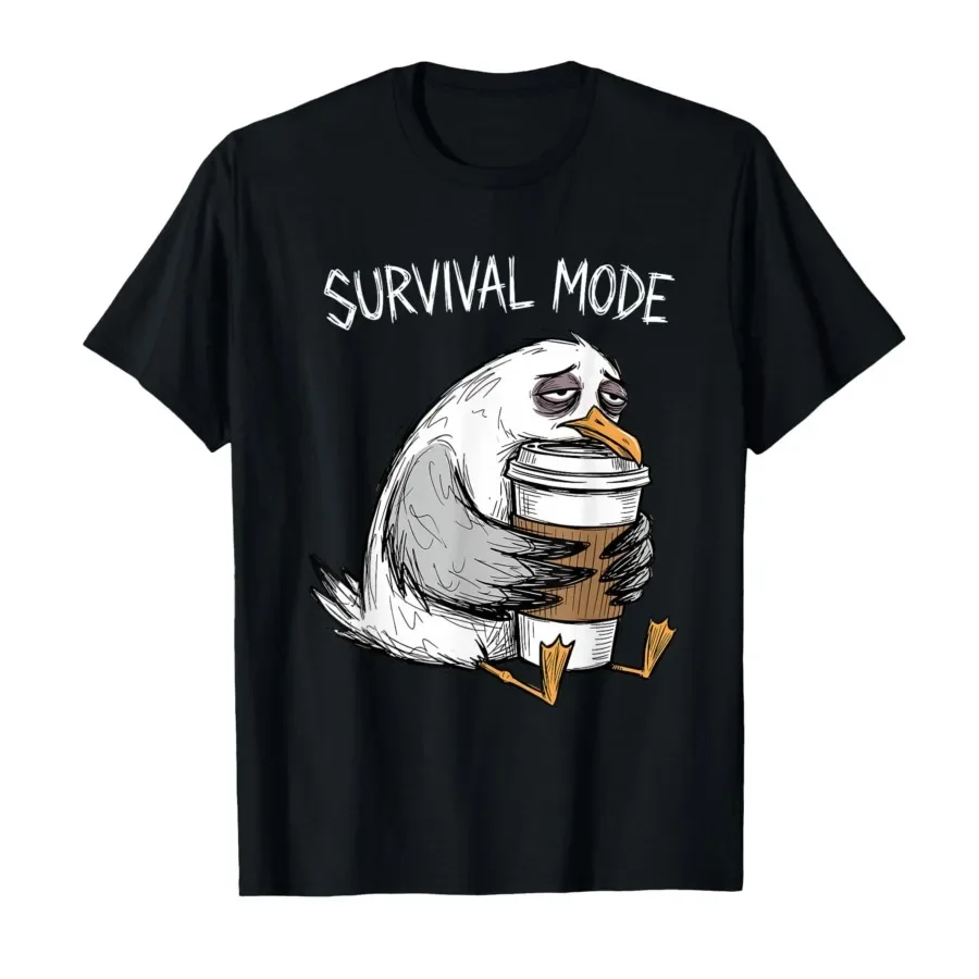 Survival Mode Tired Seagull Coffee Meme Bird T-shirt For Men Women 100% Cotton T Shirts Short Sleeve Tops 0427-1
Survival Mode Tired Seagull Coffee Meme Bird T-shirt For Men Women 100% Cotton T Shirts Short Sleeve Tops 0427-1