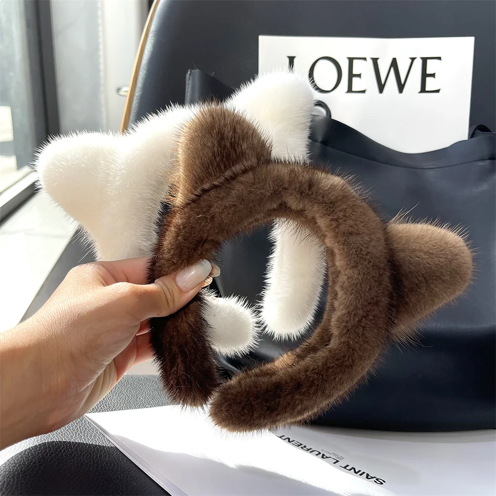 Hair Accessories Real Mink Fur Headband Woman Elegant Temperament Accessories Fashion Cat Ears Girls Headbands Cute Hair Band
Hair Accessories Real Mink Fur Headband Woman Elegant Temperament Accessories Fashion Cat Ears Girls Headbands Cute Hair Band
