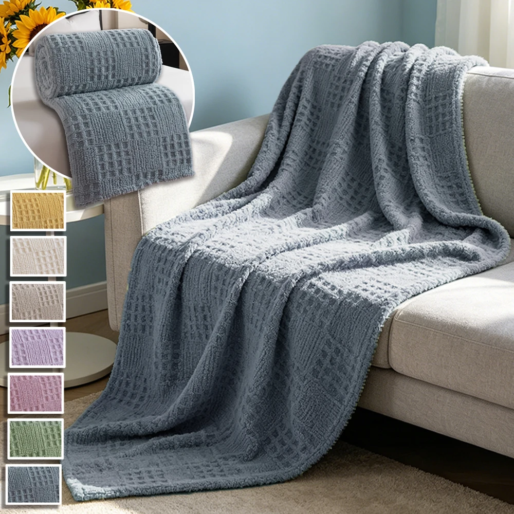 1PC Waffle Jacquard Blanket Warmth Solid Color Flannel Blanket with Thick Warm Coral Fleece for Winter Office Nap and Bed Cover
1PC Waffle Jacquard Blanket Warmth Solid Color Flannel Blanket with Thick Warm Coral Fleece for Winter Office Nap and Bed Cover