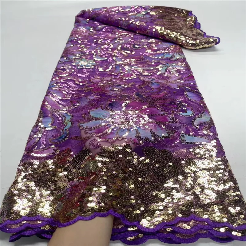 Purple 5 Yards African Sequins Lace Fabric 2024 High Quality French Nigerian Embroidery Net Fabrics For Wedding Dress Sewing
Purple 5 Yards African Sequins Lace Fabric 2024 High Quality French Nigerian Embroidery Net Fabrics For Wedding Dress Sewing