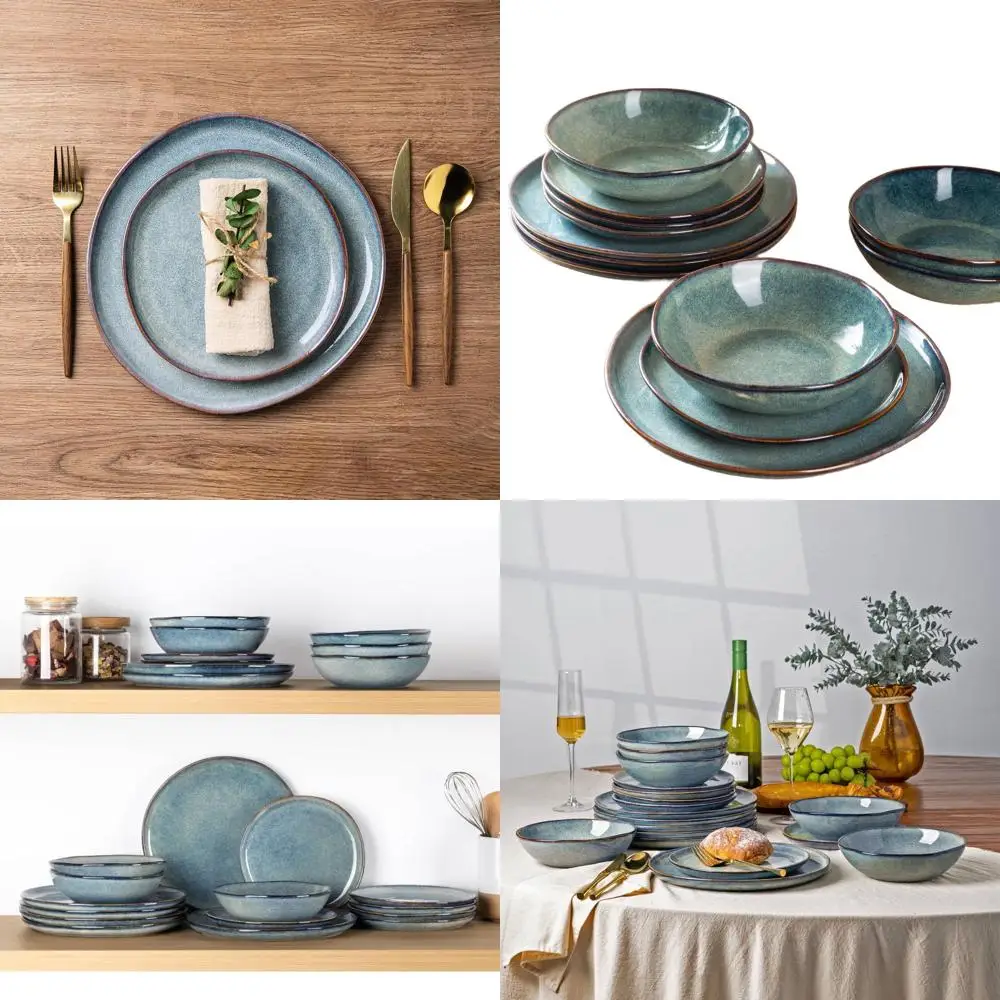 Handcrafted Stoneware Dinnerware Set with Reactive Glaze, Chip and Crack Resistant, Dishwasher & Microwave Safe, Service for 4
Handcrafted Stoneware Dinnerware Set with Reactive Glaze, Chip and Crack Resistant, Dishwasher & Microwave Safe, Service for 4