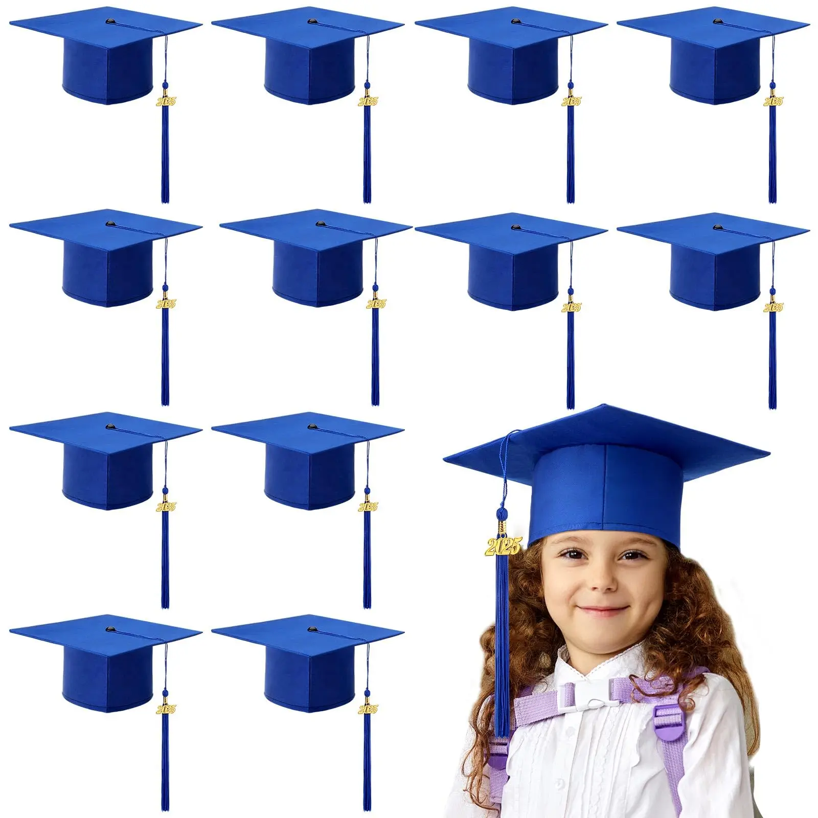 12-48 pcs Preschool Grad Caps Bulk Blue Kindergarten Graduation Cap Child Size Grad Hats with Metal 2025 Tassel for Preschool
12-48 pcs Preschool Grad Caps Bulk Blue Kindergarten Graduation Cap Child Size Grad Hats with Metal 2025 Tassel for Preschool
