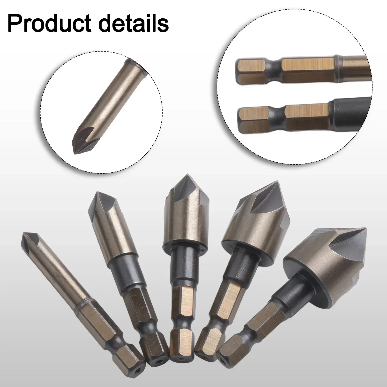 5pc Countersink Drill Bit 5 Flute Chamfering Cutter Drill HSS4341 Wood Metal Hole Cutter Chamfer Drill Bit Power Tools
5pc Countersink Drill Bit 5 Flute Chamfering Cutter Drill HSS4341 Wood Metal Hole Cutter Chamfer Drill Bit Power Tools