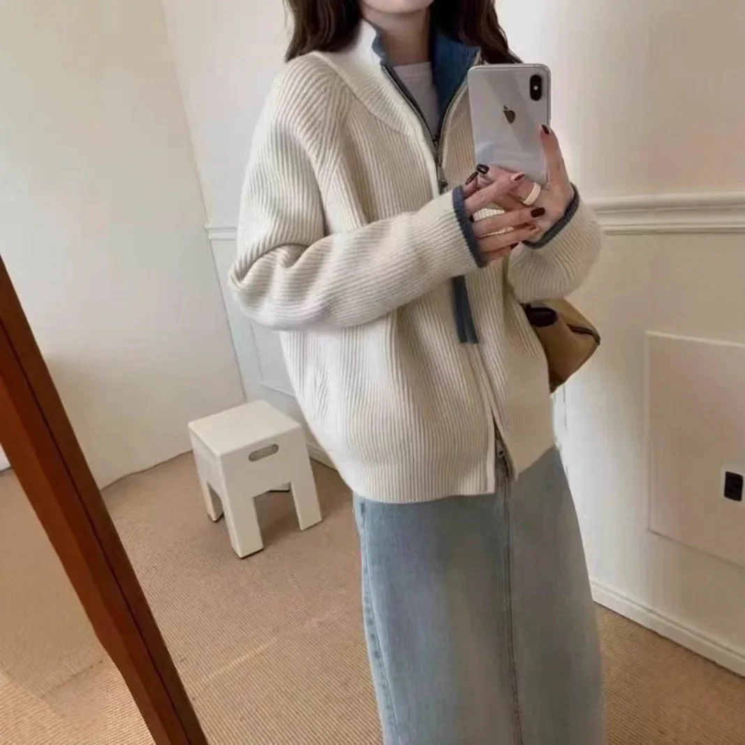 Women's Sweater Coat Double Zipper Design Autumn Winter New Arrival Casual Korean Style High Collar Color Block Knitted Loose
Women's Sweater Coat Double Zipper Design Autumn Winter New Arrival Casual Korean Style High Collar Color Block Knitted Loose