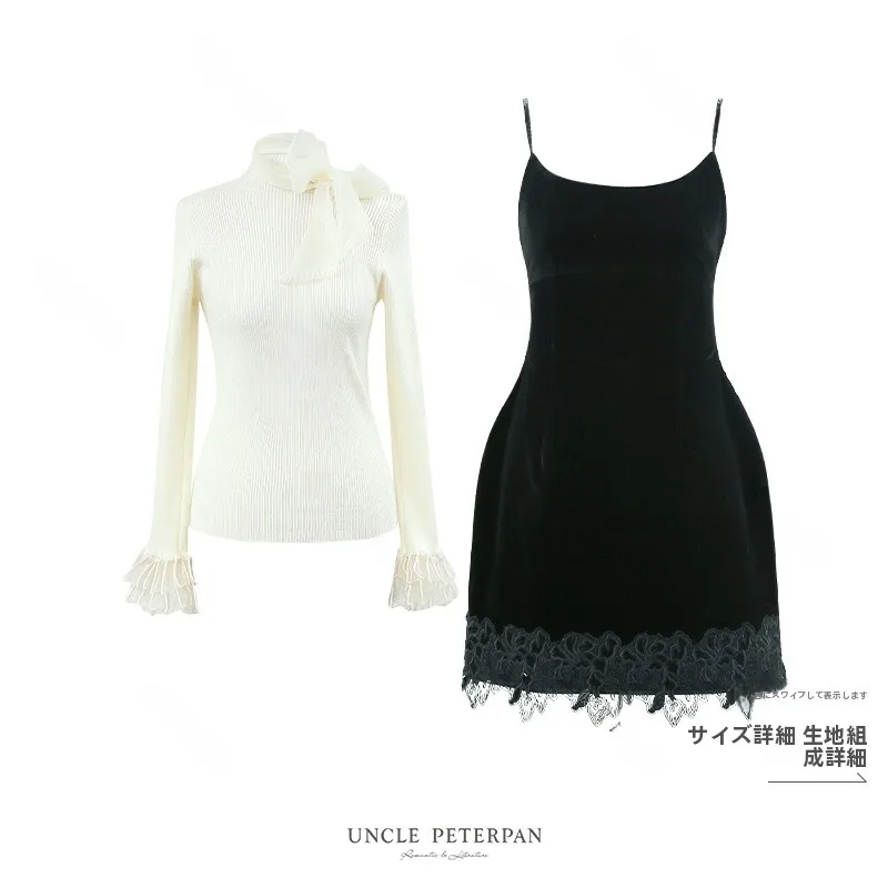 Peter Pan Uncle's Lace Trimmed Strap Dr Ba Zipper High Waist Long Sve Winter Faion Set for Women French Sle
Peter Pan Uncle's Lace Trimmed Strap Dr Ba Zipper High Waist Long Sve Winter Faion Set for Women French Sle
