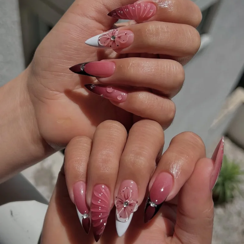 24pcs Summer Wave Pattern Press on Nails Tips Flower Long Almond Fake Nail with Flower Rhinestone Design Colorful False Nails
24pcs Summer Wave Pattern Press on Nails Tips Flower Long Almond Fake Nail with Flower Rhinestone Design Colorful False Nails