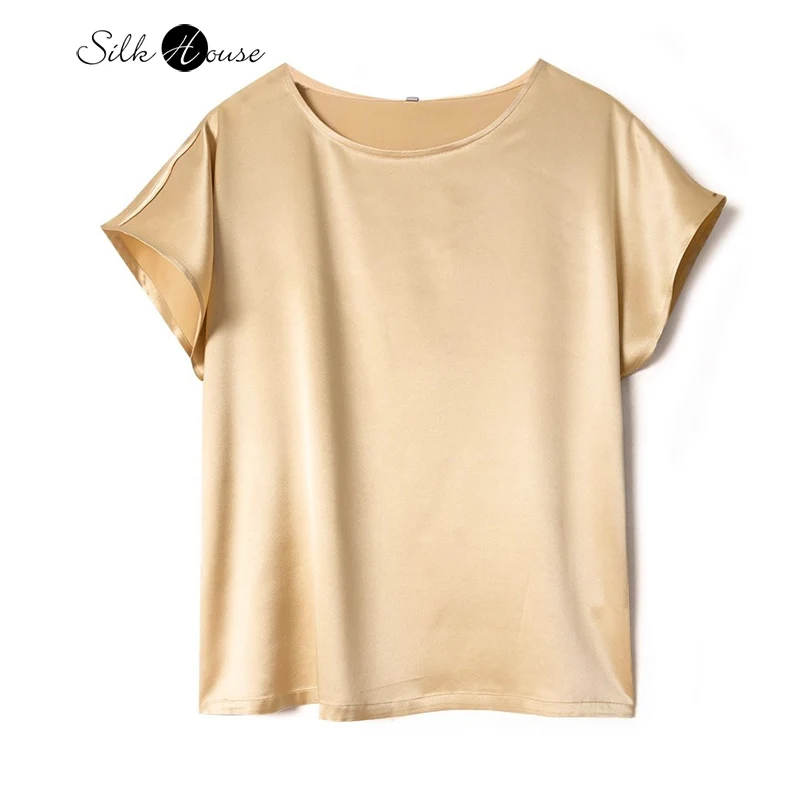 2025 Women's Casual Summer New 93% Natural Mulberry Silk Elastic Satin Champagne Versatile Round Neck Short Sleeve T-shirt
2025 Women's Casual Summer New 93% Natural Mulberry Silk Elastic Satin Champagne Versatile Round Neck Short Sleeve T-shirt