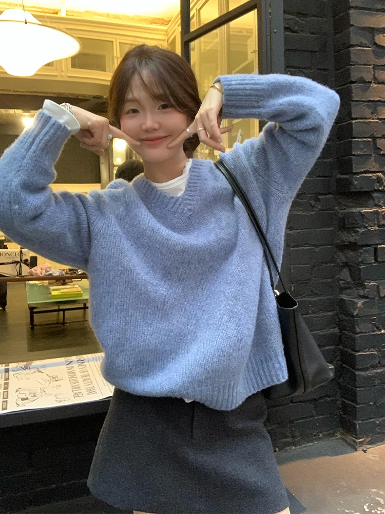 Korean Sle V-Ne Thiened Loose Knitted Sweater Women's Autumn Winter Lazy Sle Casual Loose Fit Overhead Top
Korean Sle V-Ne Thiened Loose Knitted Sweater Women's Autumn Winter Lazy Sle Casual Loose Fit Overhead Top