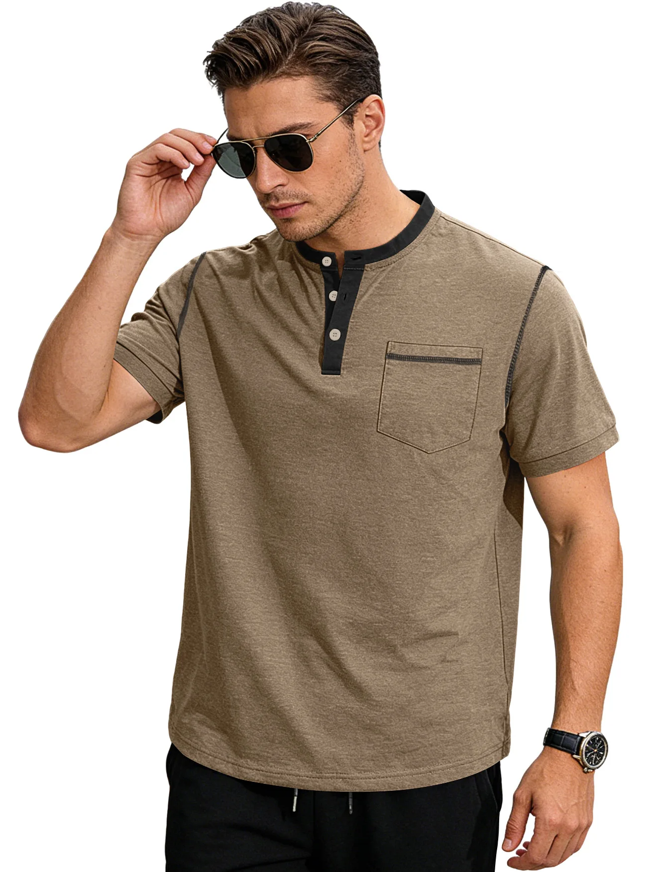 Button Decoration, Simple Short-sleeve Color Series, Versatile Men's Casual Polo Shirt Short-sleeve Cw91467
Button Decoration, Simple Short-sleeve Color Series, Versatile Men's Casual Polo Shirt Short-sleeve Cw91467