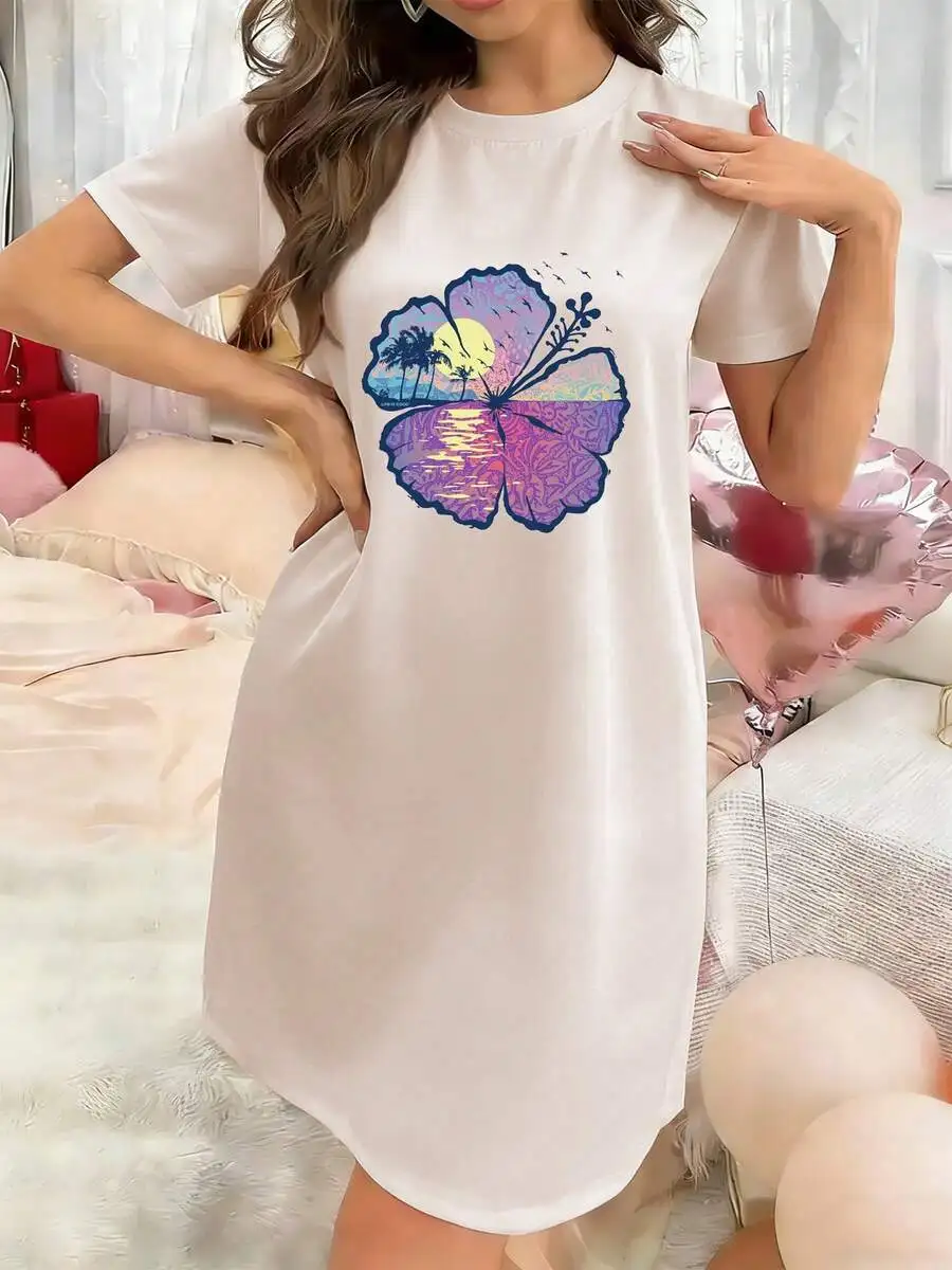 Womens Loose Tropical Flower Print Nightgown Summer Lightweight Sleepwear
Womens Loose Tropical Flower Print Nightgown Summer Lightweight Sleepwear