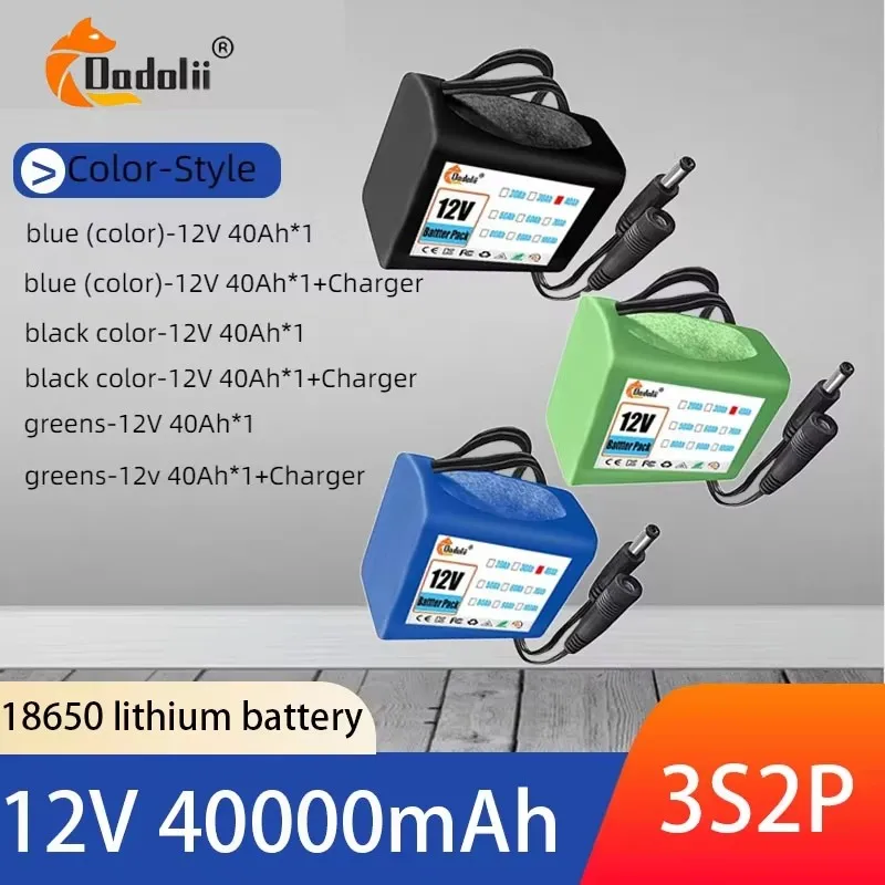Original 18650 lithium-ion battery 3S2P, 12V, 4000mah, charging voltage 12.6V, 40Ah, suitable for digital devices + chargers
Original 18650 lithium-ion battery 3S2P, 12V, 4000mah, charging voltage 12.6V, 40Ah, suitable for digital devices + chargers