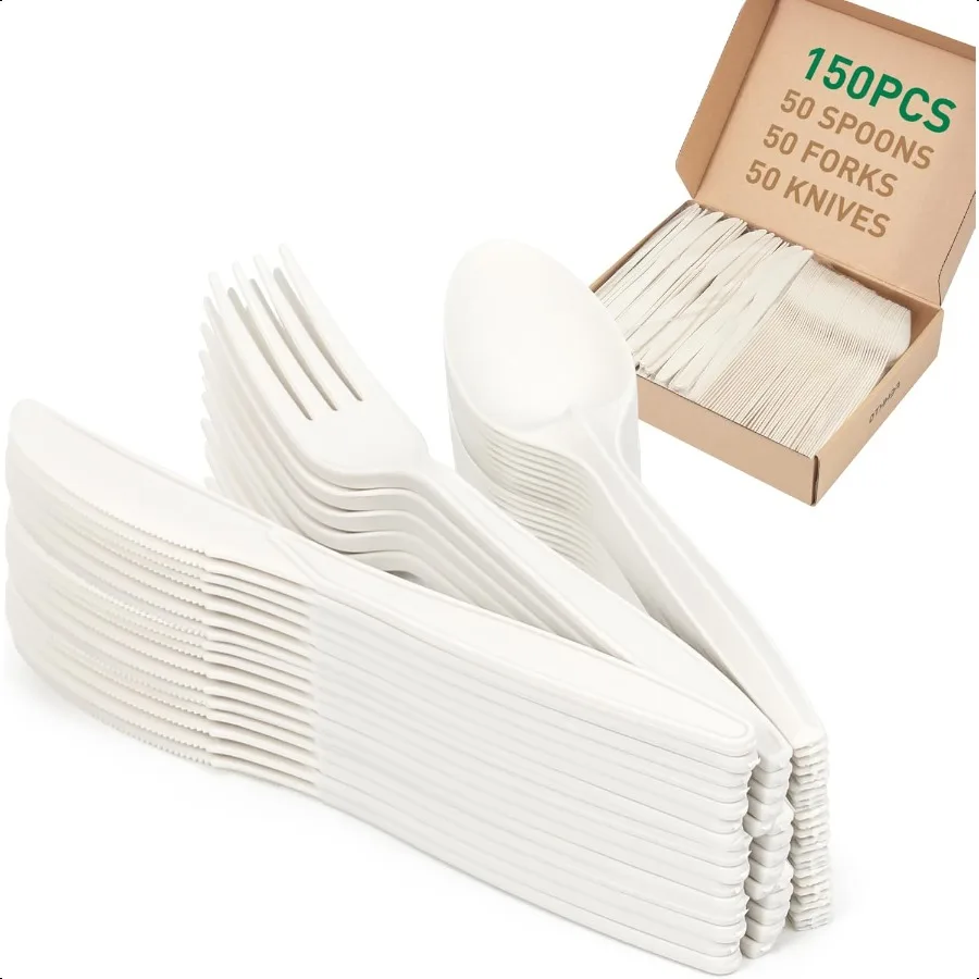 100% Compostable Cutlery Set150pcs 50 Forks 50 Spoons 50 Knives Disposable Cornstarch Utensils Heavy Duty BPI Certified EcoFrie
100% Compostable Cutlery Set150pcs 50 Forks 50 Spoons 50 Knives Disposable Cornstarch Utensils Heavy Duty BPI Certified EcoFrie