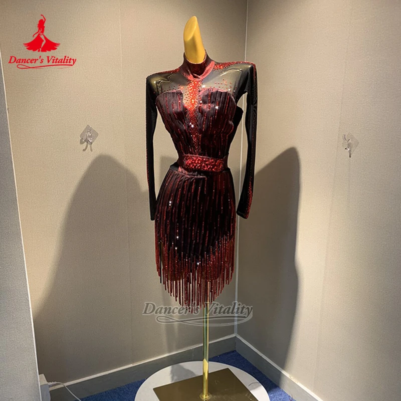 Adult Rumba Samba Netting Hight-neck Tassels Dress Female Latin Dance Sexy Competition Outfit Luxury Customize Dancer's Vitality
Adult Rumba Samba Netting Hight-neck Tassels Dress Female Latin Dance Sexy Competition Outfit Luxury Customize Dancer's Vitality